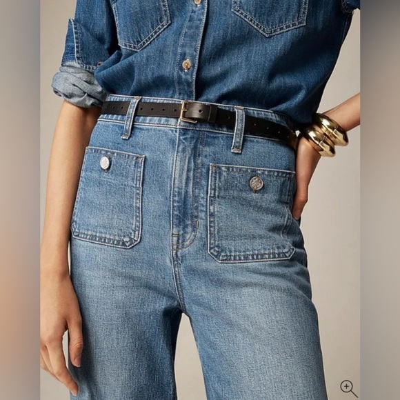 READ! NWT J CREW High Rise Wide Leg Sailor Denim Trouser Jeans 1996 Dani Wash - Picture 2 of 16